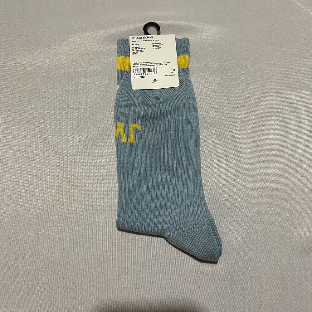 Uniqlo x JW Anderson Striped Crew Socks Blue Yellow White Size 25-27cm NWT